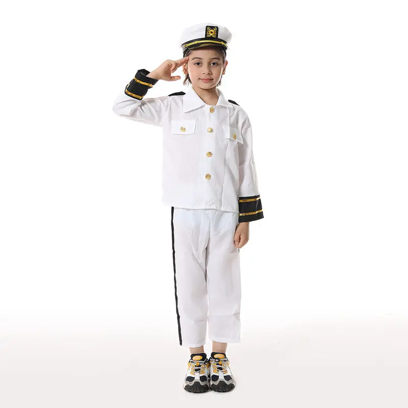 Halloween New Kids Captain Show Costumes Cosplay Navy Sailor Cosplay Outfit with Hat5